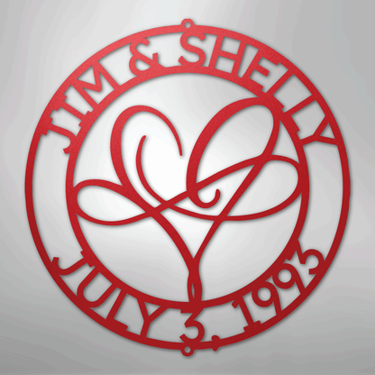My Easy Monogram Steel Sign Red / 24" Infinite Love Monogram - Steel Sign