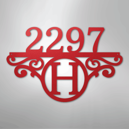 My Easy Monogram Steel Sign Red / 24" Initial Address Monogram - Steel Sign