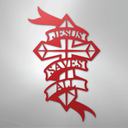 My Easy Monogram Steel Sign Red / 24" Jesus Saves All - Steel Sign