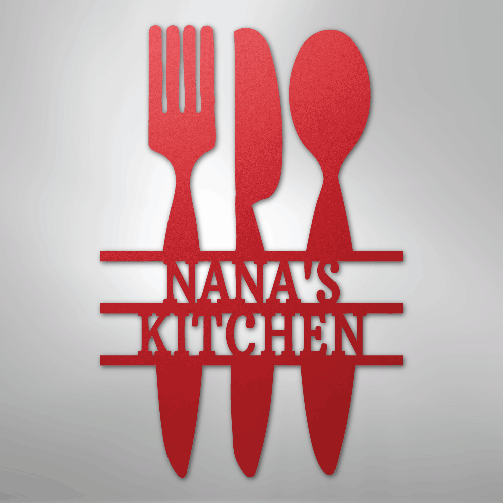 My Easy Monogram Steel Sign Red / 24" Kitchen Utensil Monogram - Steel Sign