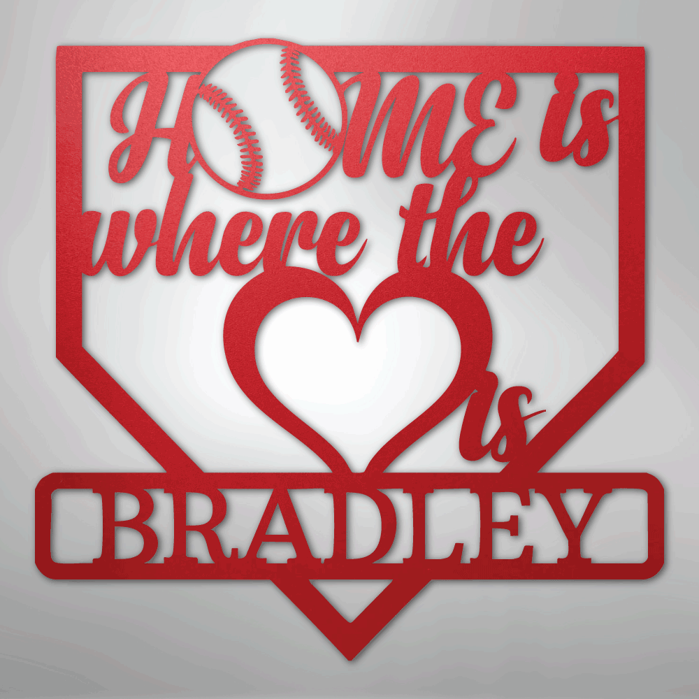 My Easy Monogram Steel Sign Red / 24" Love Baseball Monogram - Metal Sign