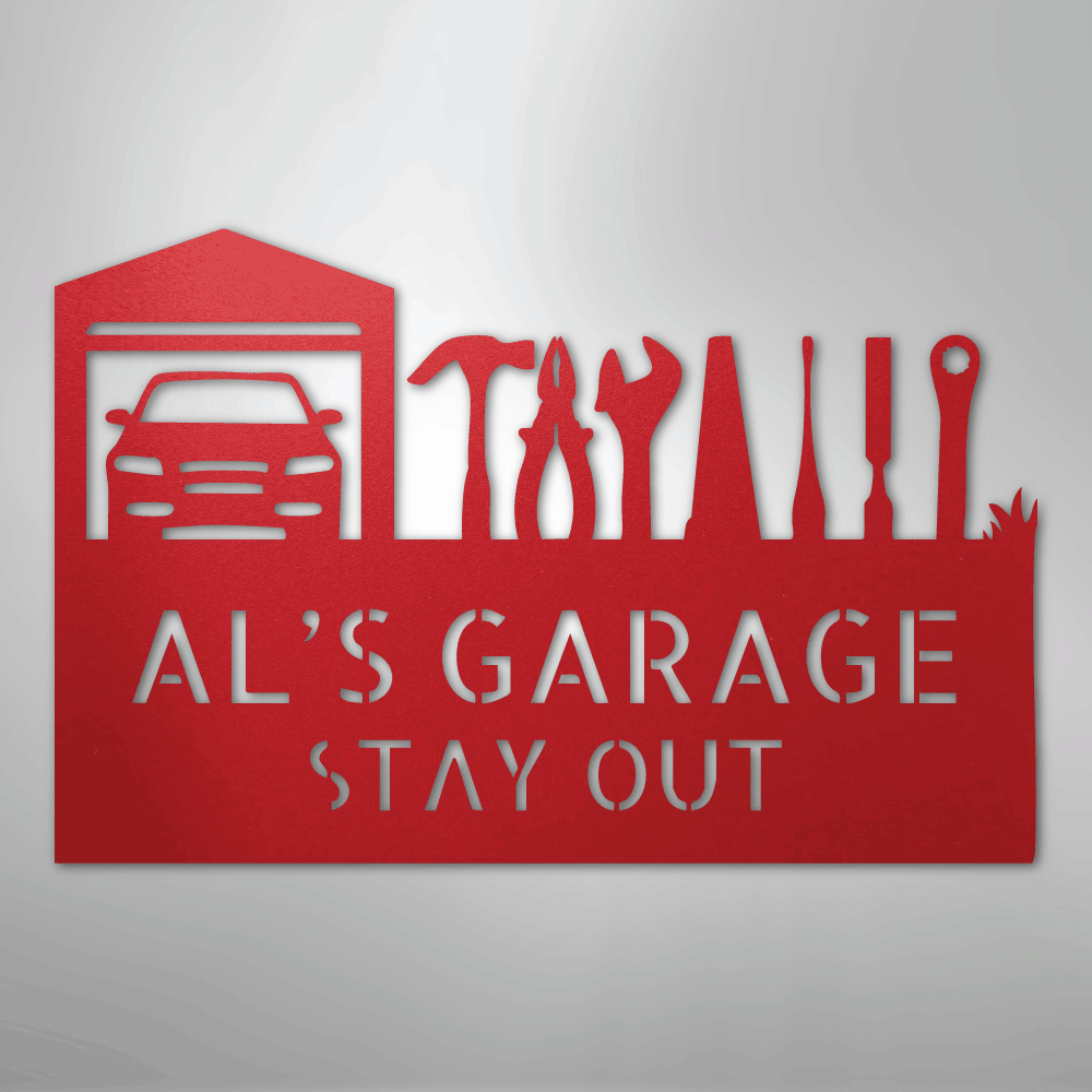 My Easy Monogram Steel Sign Red / 24" Master Of The Garage Monogram - Steel Sign