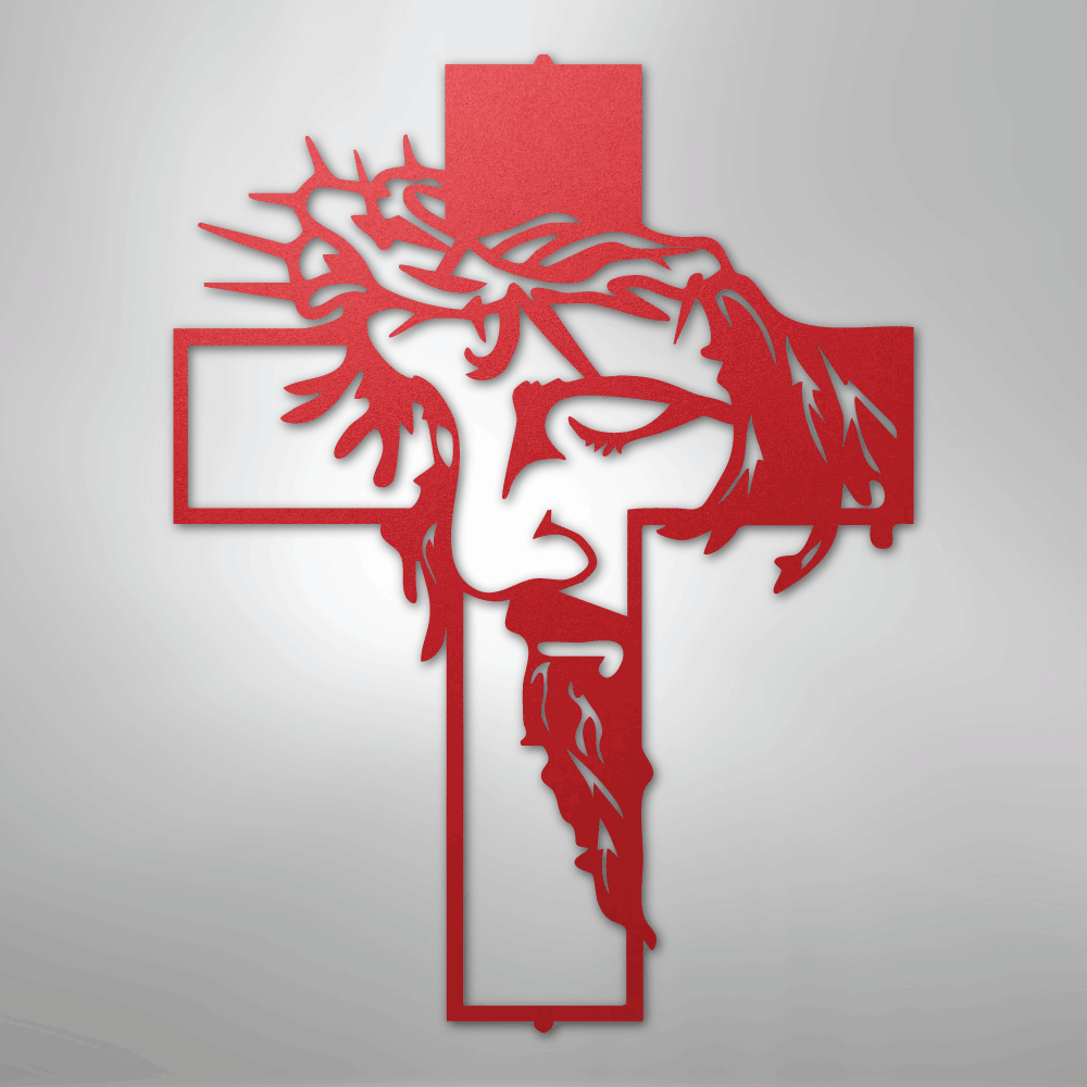My Easy Monogram Steel Sign Red / 24" Metal Christ Cross - Steel Sign