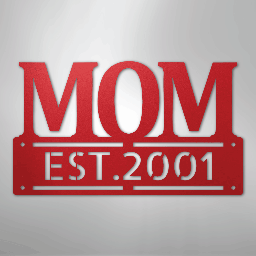 My Easy Monogram Steel Sign Red / 24" Mother's Day Plaque - Steel SIgn