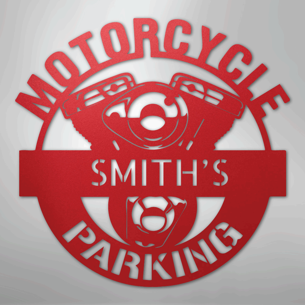 My Easy Monogram Steel Sign Red / 24" Motorcycle Parking Monogram - Steel Sign