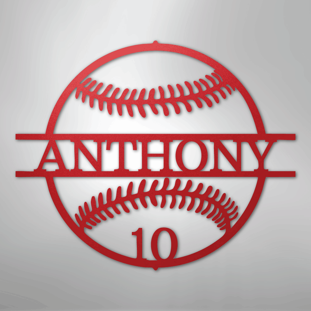 My Easy Monogram Steel Sign Red / 24" Name and Number Baseball - Metal Sign