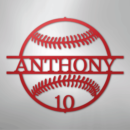 My Easy Monogram Steel Sign Red / 24" Name and Number Baseball - Metal Sign