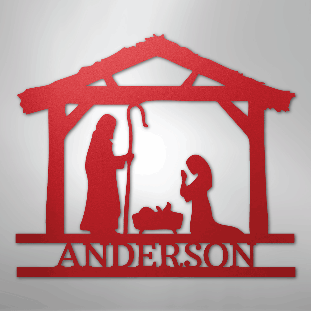 My Easy Monogram Steel Sign Red / 24" Nativity Simple Monogram - Steel Sign