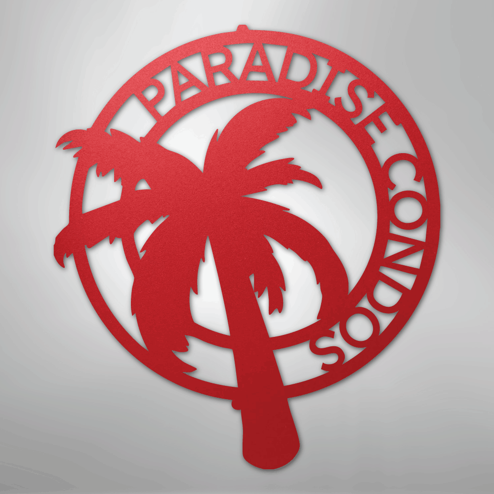 My Easy Monogram Steel Sign Red / 24" Palm Tree Monogram - Steel Sign