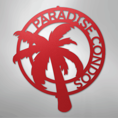 My Easy Monogram Steel Sign Red / 24" Palm Tree Monogram - Steel Sign