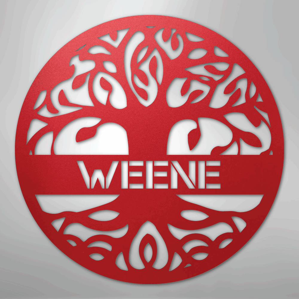 My Easy Monogram Steel Sign Red / 24" Personalized Tree of Life - Steel Sign