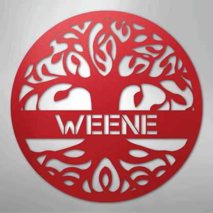 My Easy Monogram Steel Sign Red / 24" Personalized Tree of Life - Steel Sign