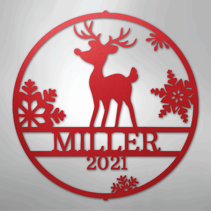 My Easy Monogram Steel Sign Red / 24" Rudolph's Monogram - Steel Sign