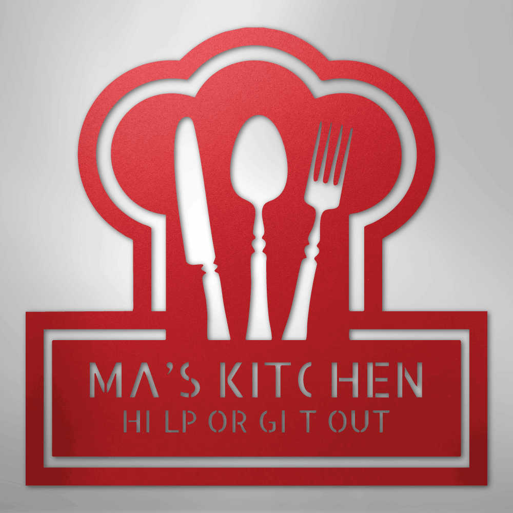 My Easy Monogram Steel Sign Red / 24" Ruler Of The Kitchen Monogram - Steel Sign