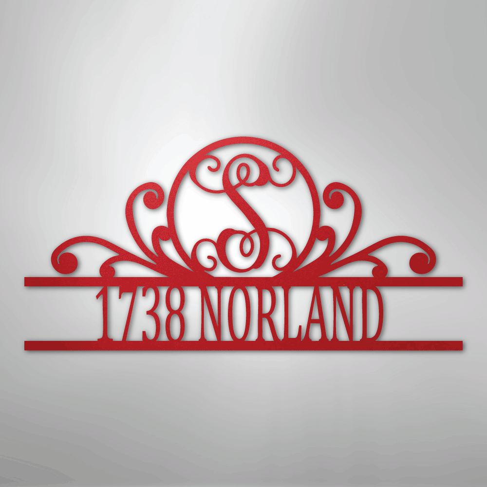My Easy Monogram Steel Sign Red / 24" Scroll Family Name Monogram - Steel Sign