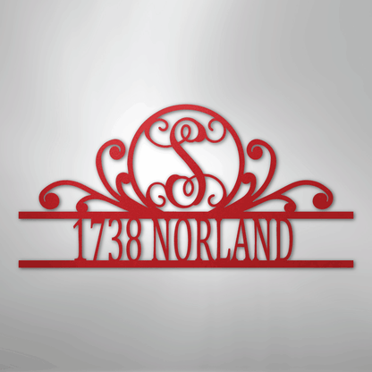 My Easy Monogram Steel Sign Red / 24" Scroll Family Name Monogram - Steel Sign