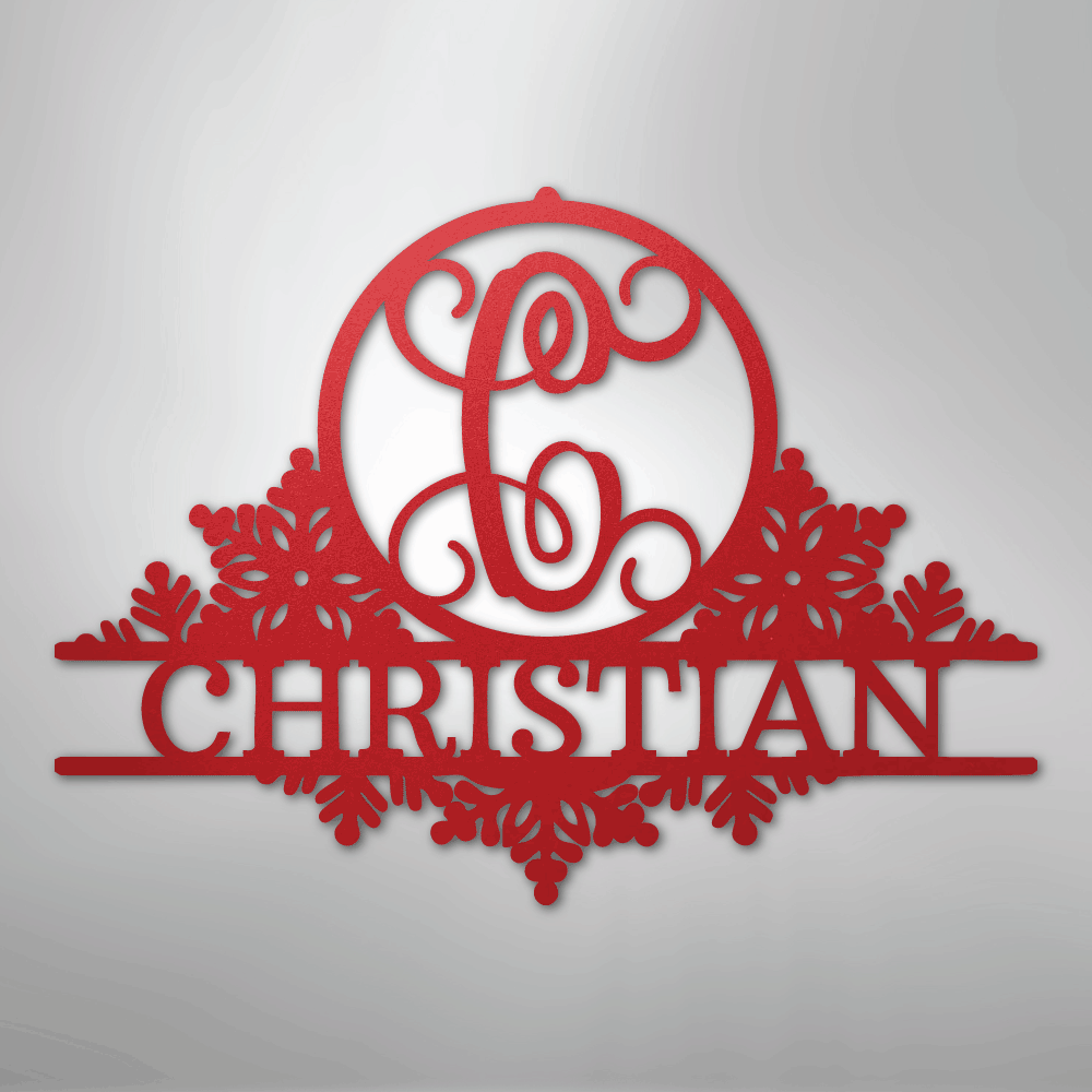 My Easy Monogram Steel Sign Red / 24" Snowfall Initial Monogram - Steel Sign
