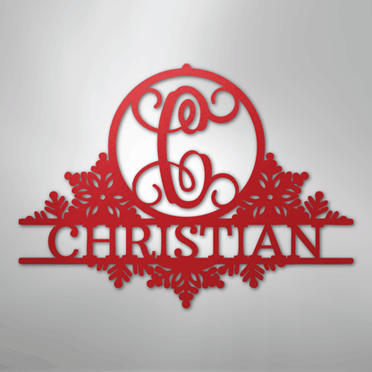 My Easy Monogram Steel Sign Red / 24" Snowfall Initial Monogram - Steel Sign