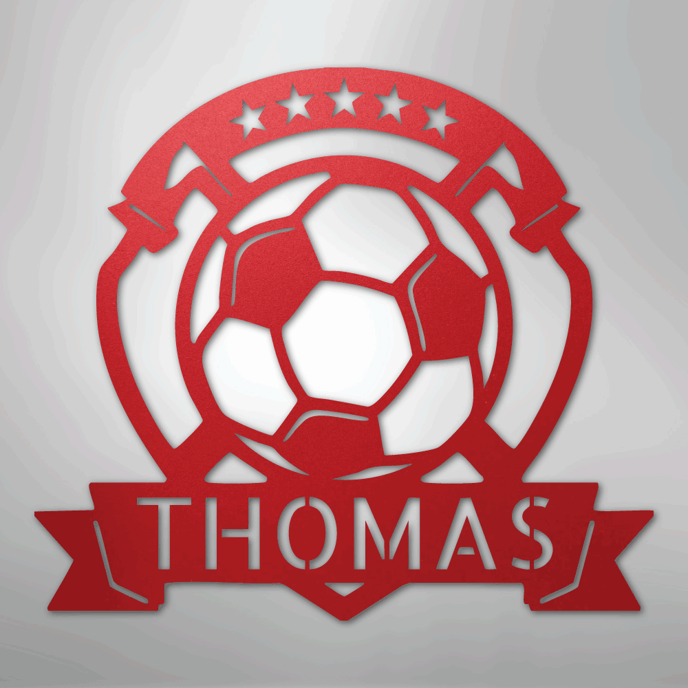 My Easy Monogram Steel Sign Red / 24" Soccer Plaque Monogram - Steel Sign