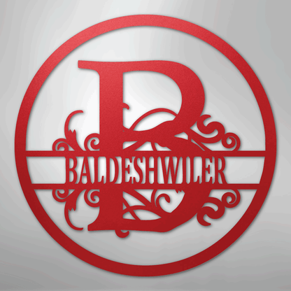 My Easy Monogram Steel Sign Red / 24" Split Circle Monogram - Steel Sign
