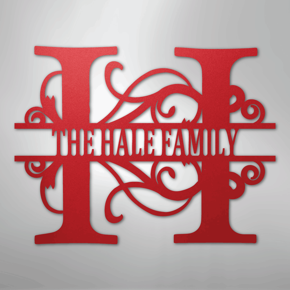 My Easy Monogram Steel Sign Red / 24" Split Letter Monogram - Steel Sign