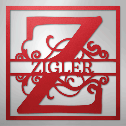 My Easy Monogram Steel Sign Red / 24" Split Square Monogram - Steel Sign