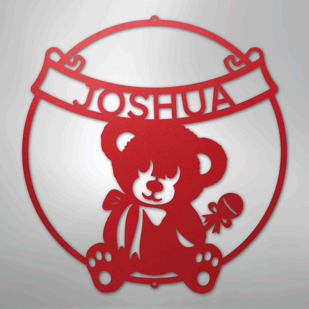 My Easy Monogram Steel Sign Red / 24" Teddy Banner Monogram - Steel Sign