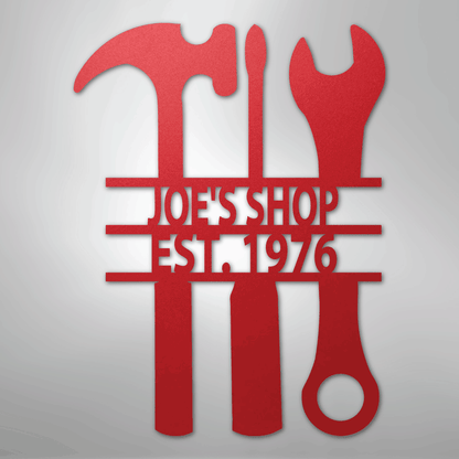 My Easy Monogram Steel Sign Red / 24" The Garage - Steel Sign