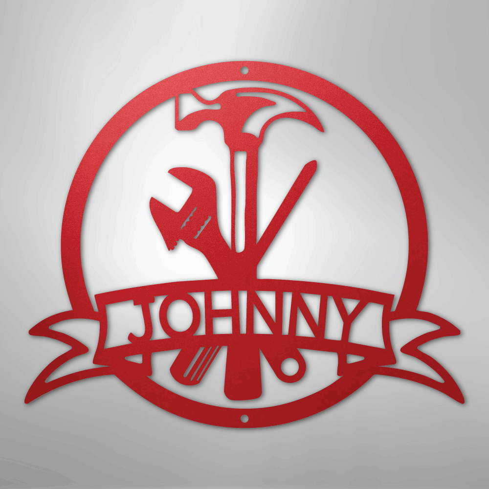 My Easy Monogram Steel Sign Red / 24" Tool Man Monogram - Steel Sign