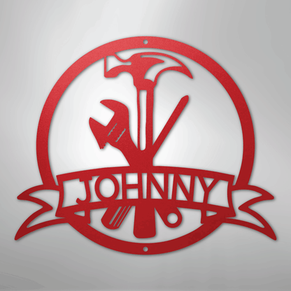 My Easy Monogram Steel Sign Red / 24" Tool Man Monogram - Steel Sign