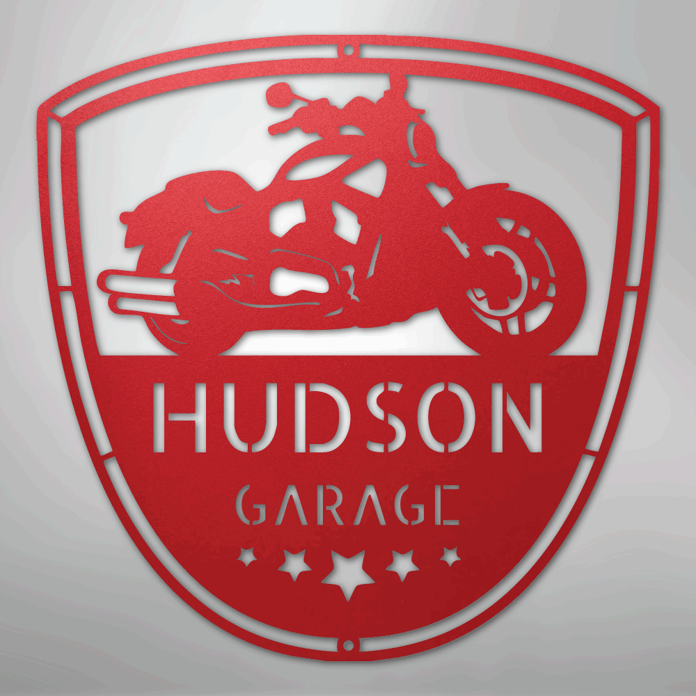My Easy Monogram Steel Sign Red / 24" Two Wheels Move The Soul Monogram - Steel Sign
