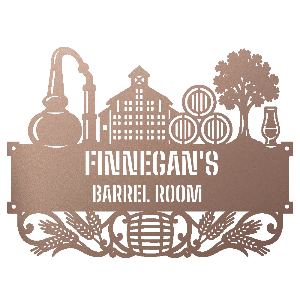 My Easy Monogram Steel Sign Rose / 12 Personalized Distillery Barrel Room Metal Wall Art