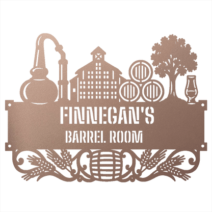 My Easy Monogram Steel Sign Rose / 12 Personalized Distillery Barrel Room Metal Wall Art