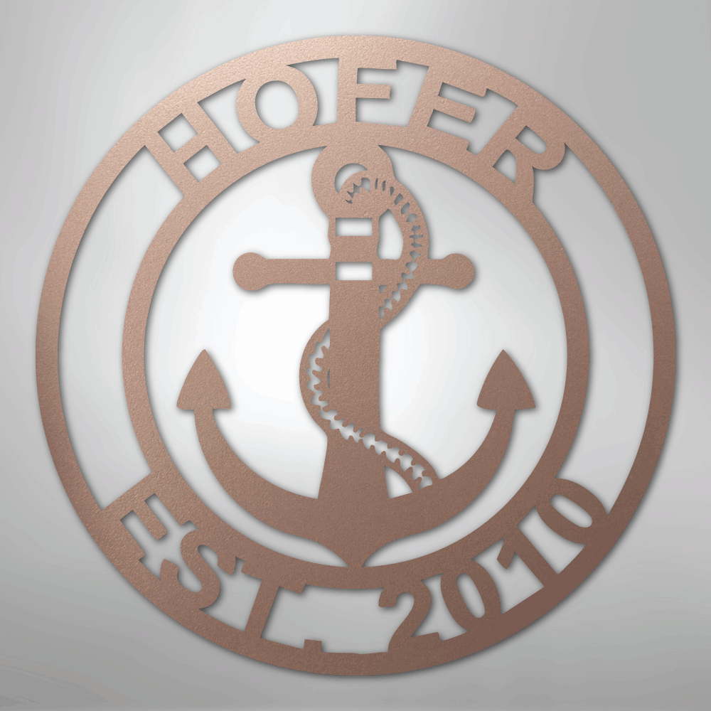 My Easy Monogram Steel Sign Rose / 24" Anchor Family Name - Steel Sign