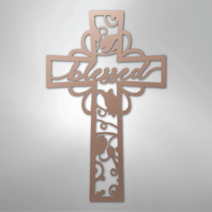 My Easy Monogram Steel Sign Rose / 24" Blessed Cross - Steel Sign