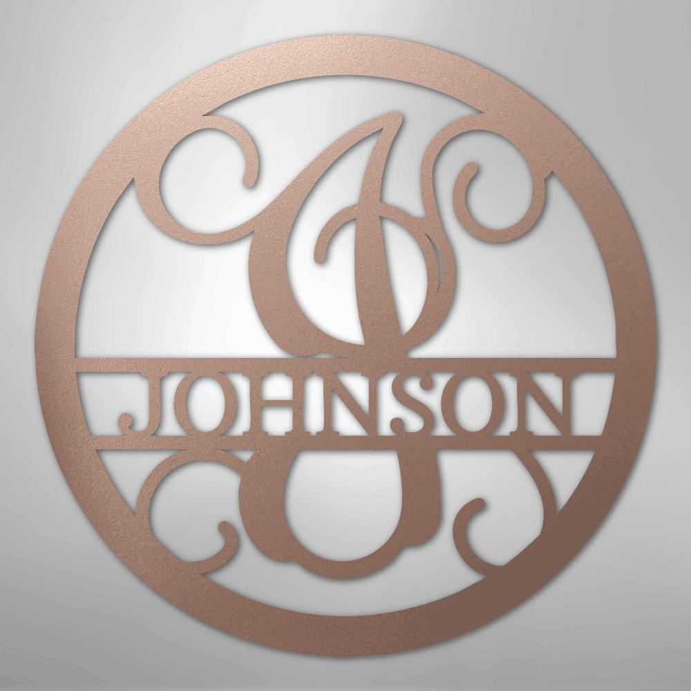 My Easy Monogram Steel Sign Rose / 24" Circle Vine Monogram - Steel Sign