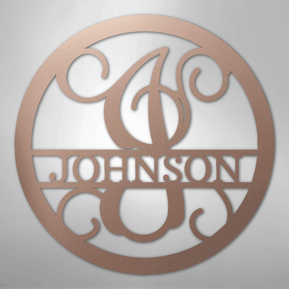 My Easy Monogram Steel Sign Rose / 24" Circle Vine Monogram - Steel Sign