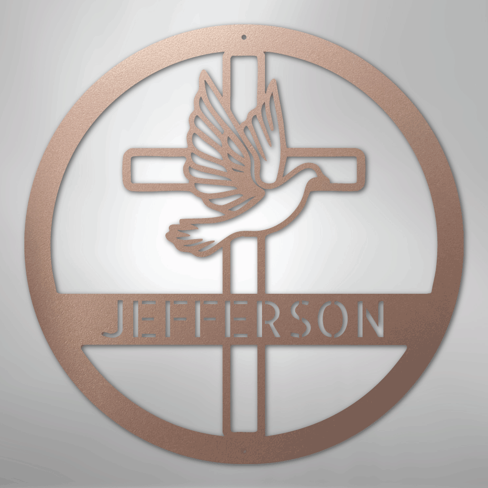 My Easy Monogram Steel Sign Rose / 24" Dove and Cross Monogram - Steel Sign