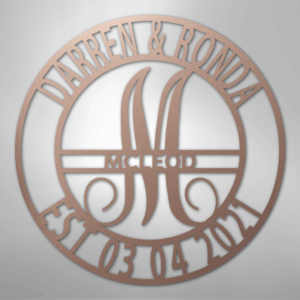 My Easy Monogram Steel Sign Rose / 24" Elaborate Name - Steel Sign