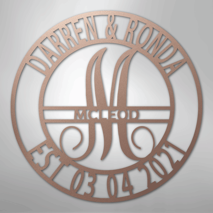 My Easy Monogram Steel Sign Rose / 24" Elaborate Name - Steel Sign