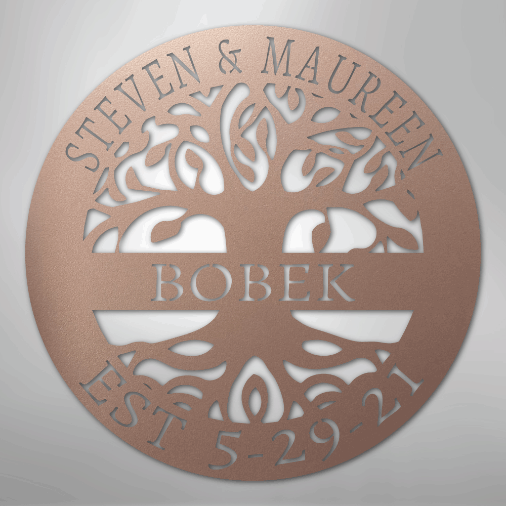 My Easy Monogram Steel Sign Rose / 24" Elaborate Tree Of Life - Steel Sign