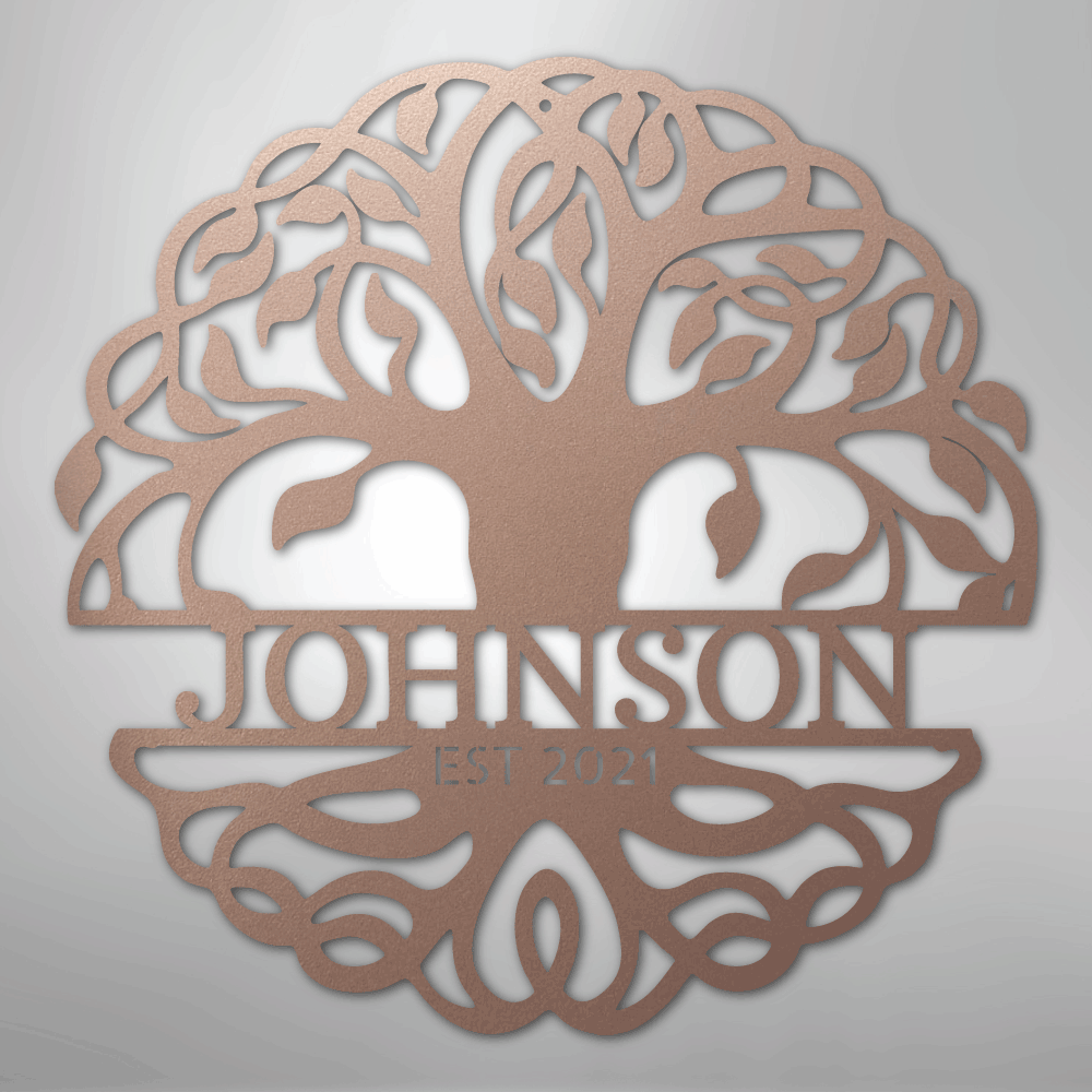 My Easy Monogram Steel Sign Rose / 24" Fancy Tree of Life Monogram - Steel Sign