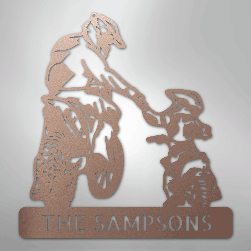 My Easy Monogram Steel Sign Rose / 24" Father and Son Motorcross Monogram - Steel Sign