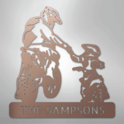 My Easy Monogram Steel Sign Rose / 24" Father and Son Motorcross Monogram - Steel Sign
