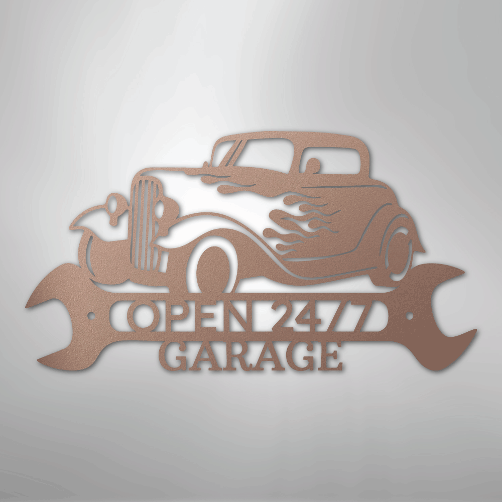 My Easy Monogram Steel Sign Rose / 24" Hot Rod Shop Monogram - Steel Sign