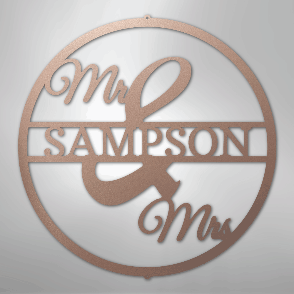 My Easy Monogram Steel Sign Rose / 24" Mr and Mrs Circle Monogram - Steel Sign