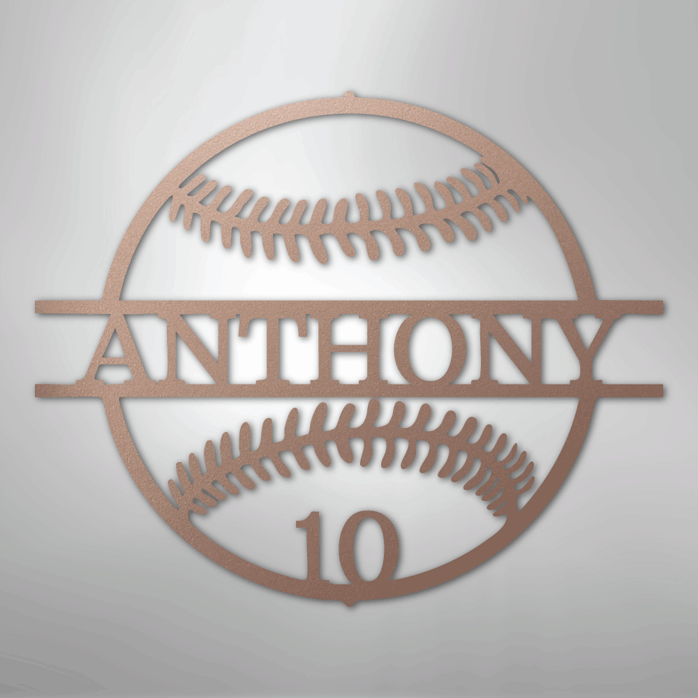 My Easy Monogram Steel Sign Rose / 24" Name and Number Baseball - Metal Sign