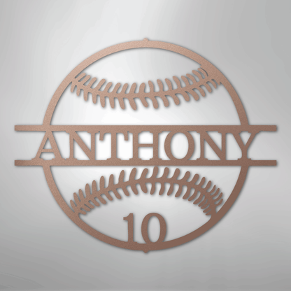 My Easy Monogram Steel Sign Rose / 24" Name and Number Baseball - Metal Sign