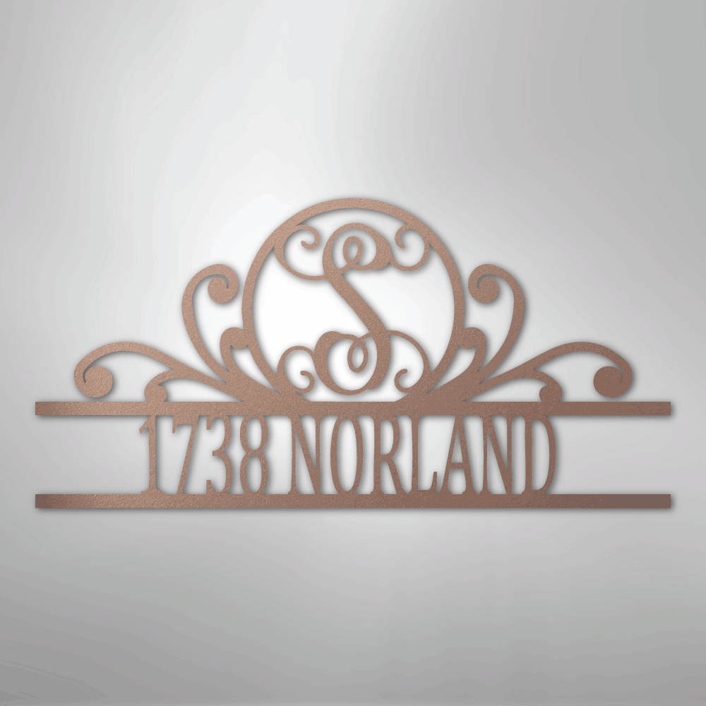 My Easy Monogram Steel Sign Rose / 24" Scroll Family Name Monogram - Steel Sign