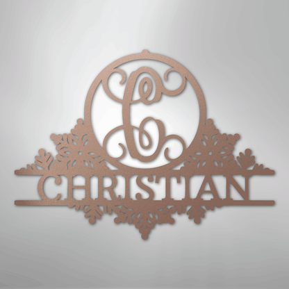 My Easy Monogram Steel Sign Rose / 24" Snowfall Initial Monogram - Steel Sign